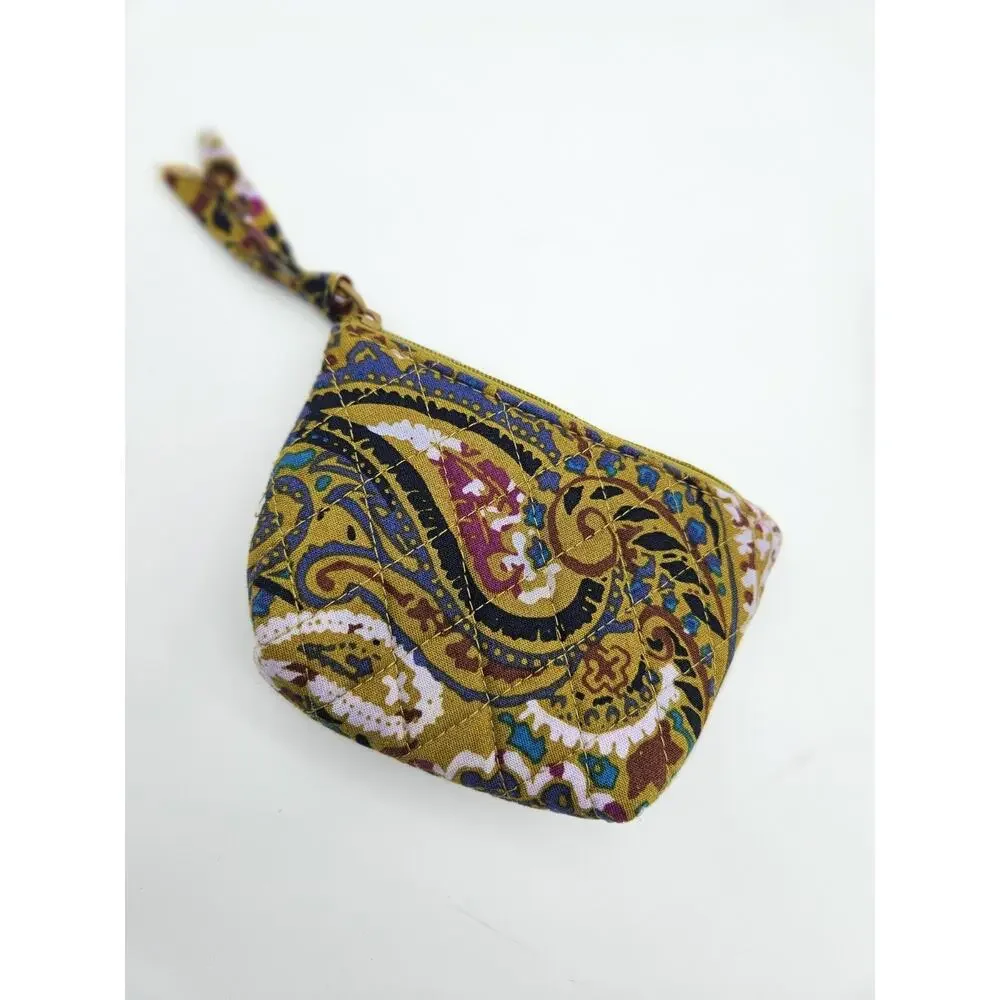 Vera Bradley Quilted Fabric Paisley Coin Purse Zip 5x3" - Picture 1 of 6